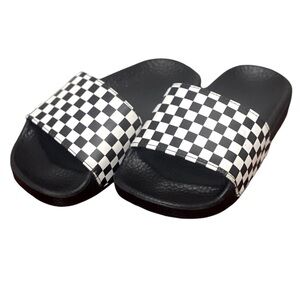 Vans Unisex Kids Classic Slide Sandals Black White Checkerboard size Youth 11